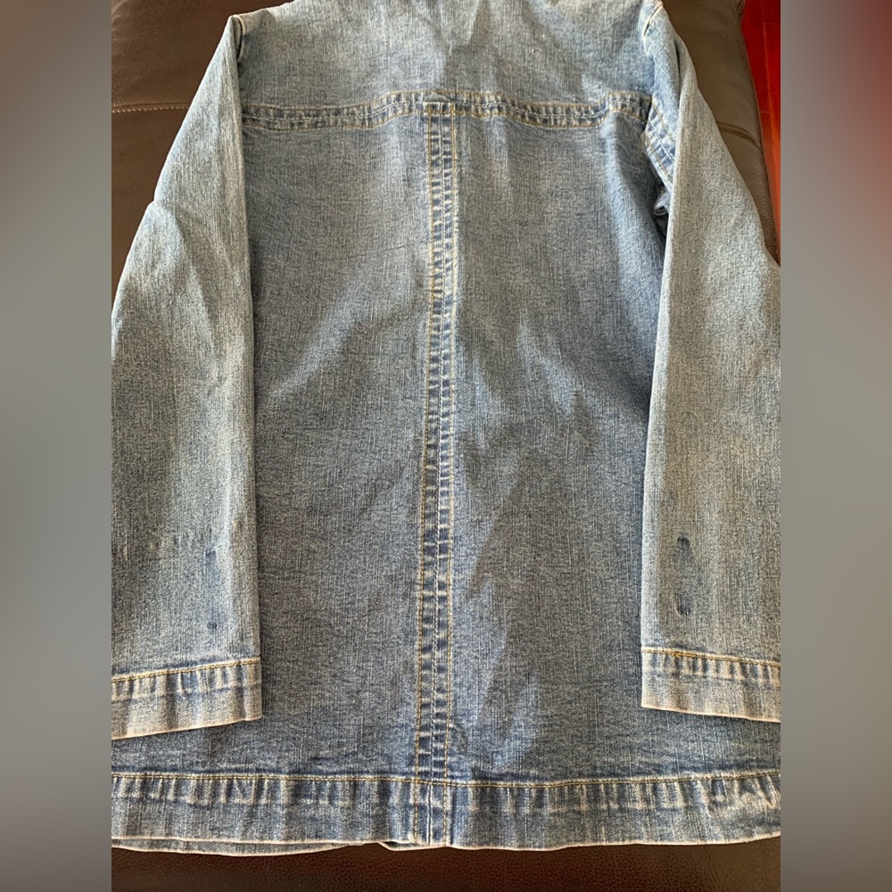 Vintage 80s 90s Denim Jean Chore Jacket Women Acid Chunky Buttons Pockets - Picture 11 of 14